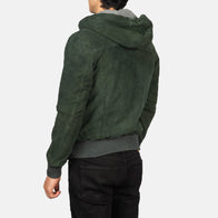 Nintenzo Green Hooded Suede Bomber Jacket by Dash Racegear - men Jacket view 5