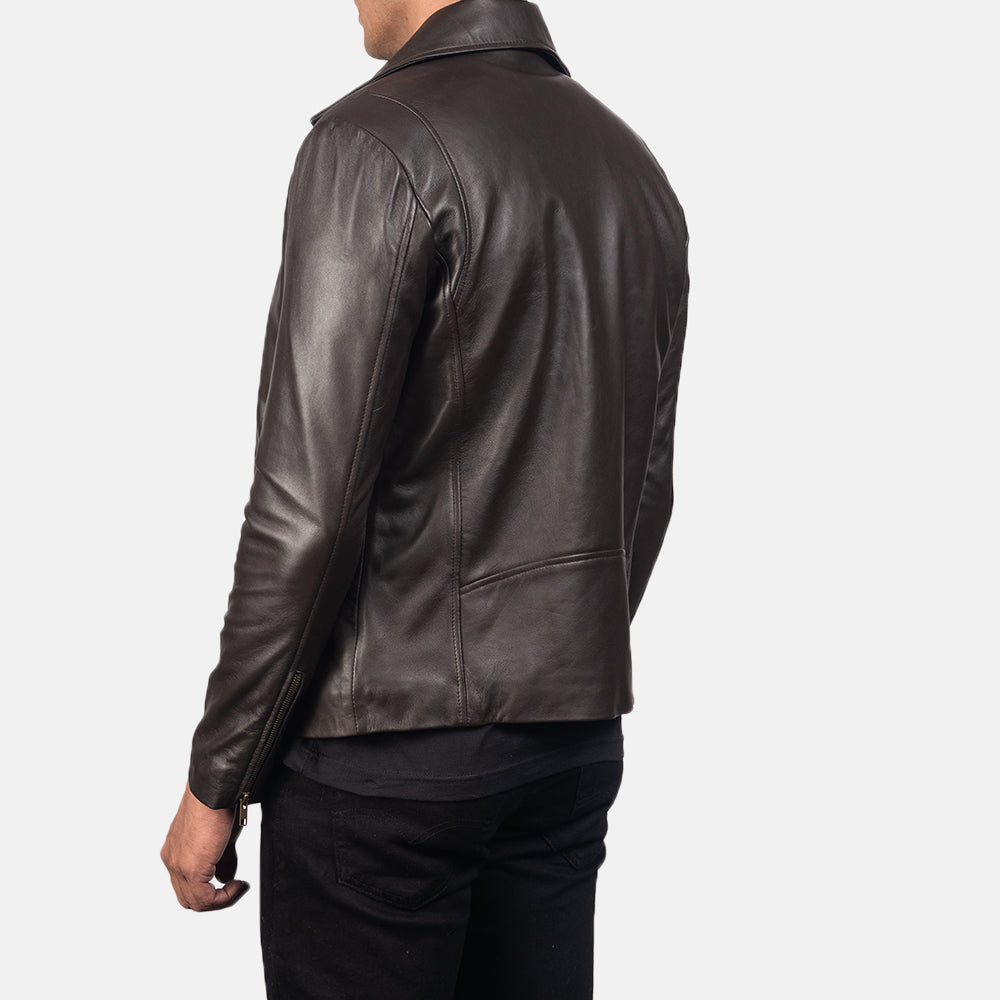 Noah Brown Leather Biker Jacket by Dash Racegear - men Jacket view 5