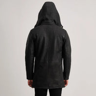 Nolan Distressed Black Leather Duffle Coat by Dash Racegear - men Jacket view 5