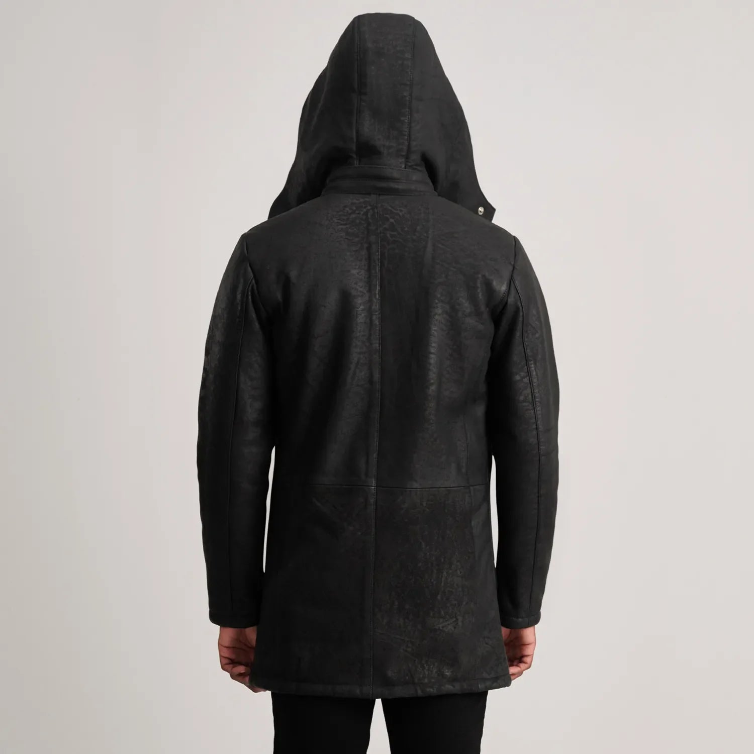 Nolan Distressed Black Leather Duffle Coat by Dash Racegear - men Jacket view 5