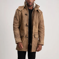 Nolan Distressed Brown Leather Duffle Coat by Dash Racegear - men Jacket view 1