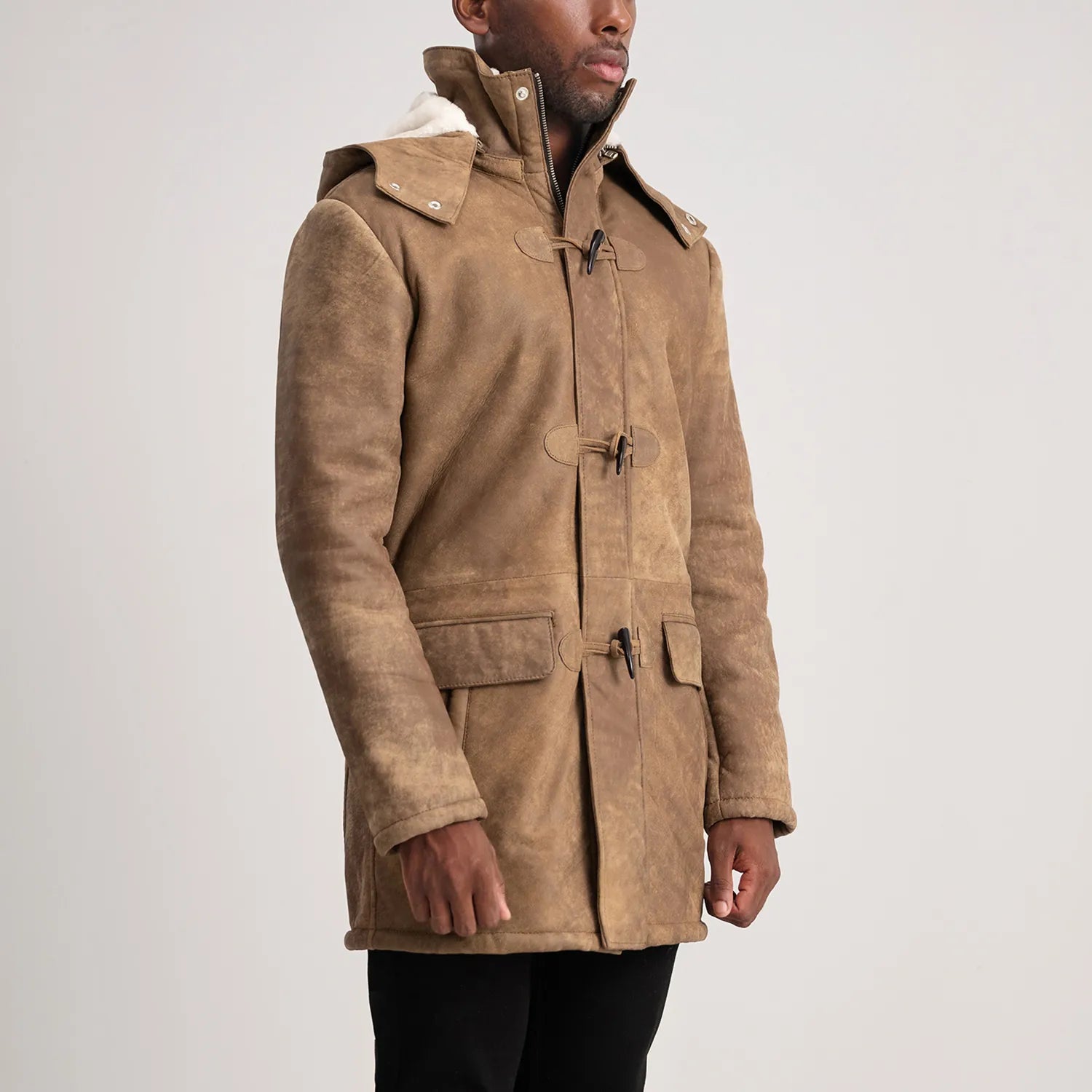 Nolan Distressed Brown Leather Duffle Coat by Dash Racegear - men Jacket view 2