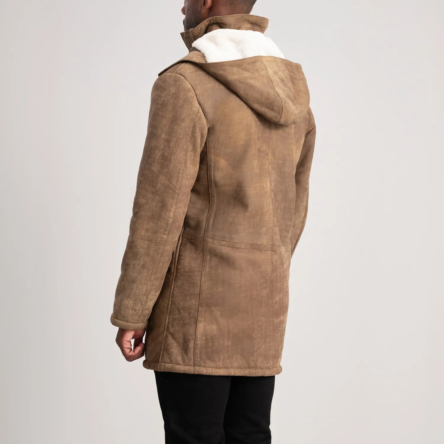 Nolan Distressed Brown Leather Duffle Coat by Dash Racegear - men Jacket view 5