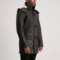 Nolan Tumbled Brown Leather Duffle Coat by Dash Racegear - men Jacket view 2