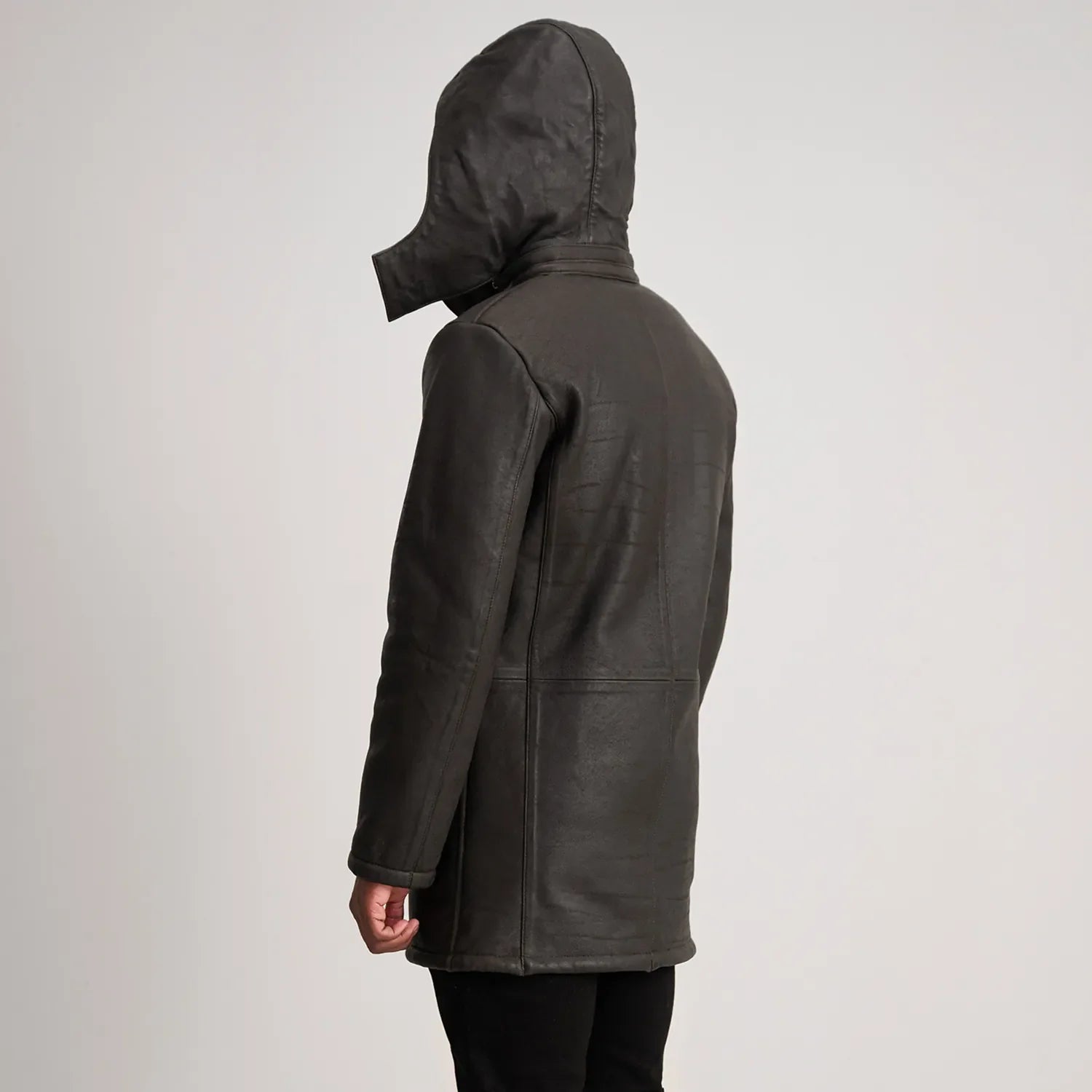 Nolan Tumbled Brown Leather Duffle Coat by Dash Racegear - men Jacket view 5