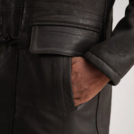 Nolan Tumbled Brown Leather Duffle Coat by Dash Racegear - men Jacket view 6