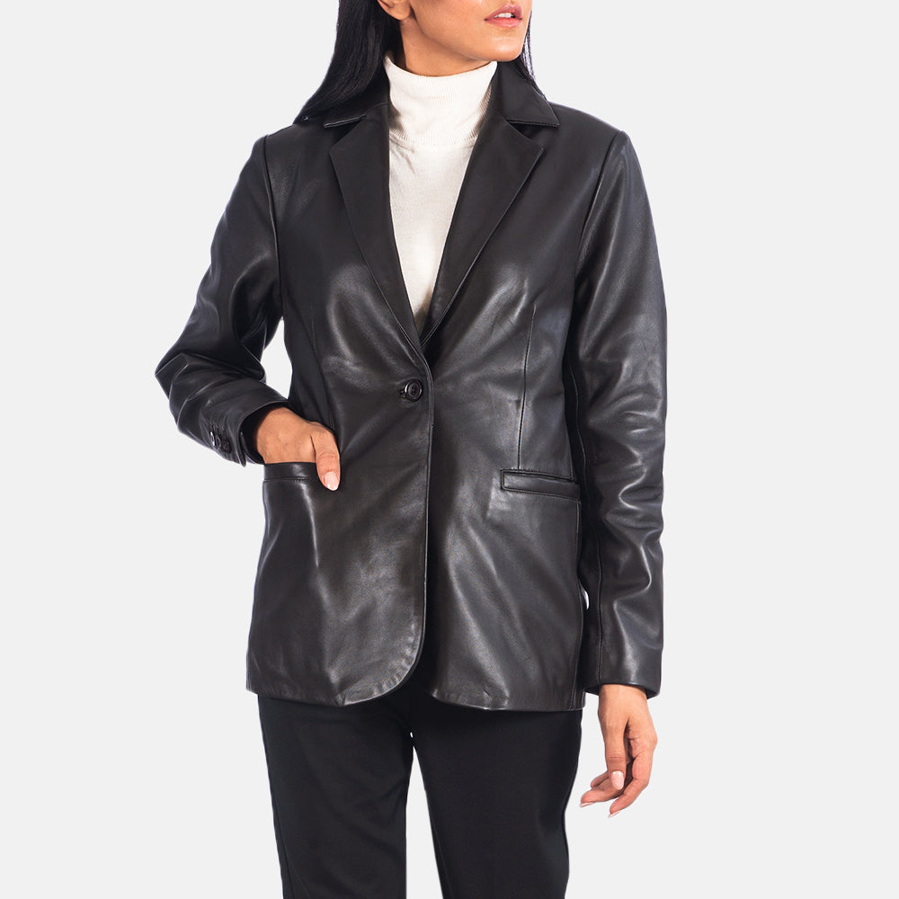 Norma Brown Leather Blazer by Dash Racegear - women Jacket view 1