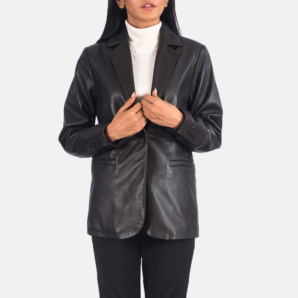 Norma Brown Leather Blazer by Dash Racegear - women Jacket view 2