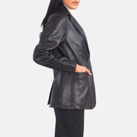 Norma Brown Leather Blazer by Dash Racegear - women Jacket view 3