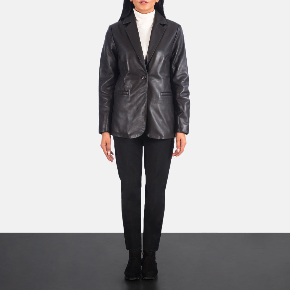 Norma Brown Leather Blazer by Dash Racegear - women Jacket view 4
