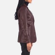 Norma Maroon Leather Blazer by Dash Racegear - women Jacket view 5