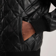 Norman Black Hooded Bomber Leather Puffer Jacket by Dash Racegear - men Jacket view 6