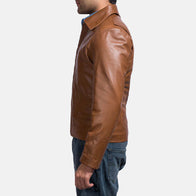 Old School Brown Leather Jacket by Dash Racegear - men Jacket view 2