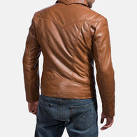 Old School Brown Leather Jacket by Dash Racegear - men Jacket view 4