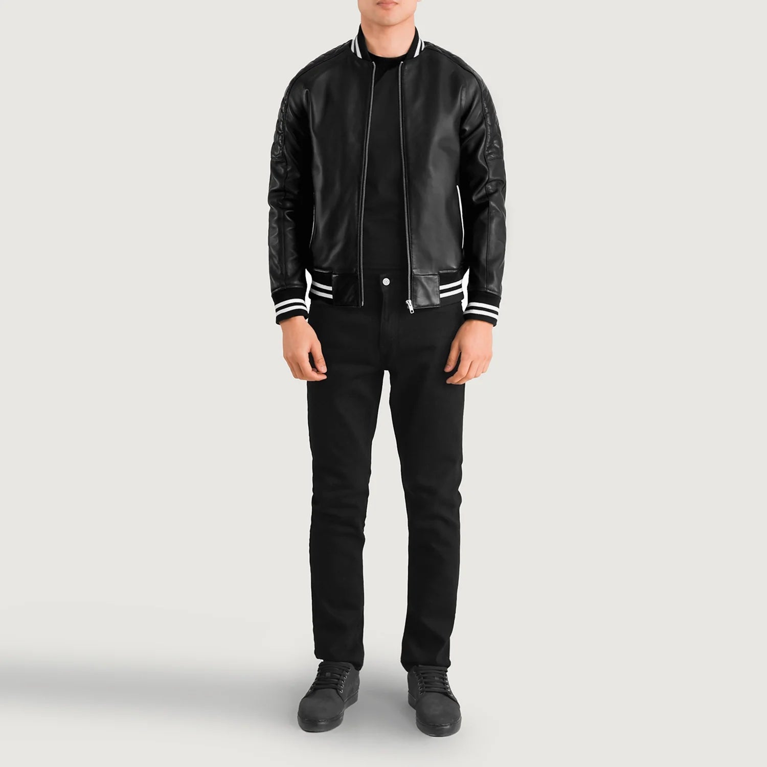 Pascal Black Leather Varsity Jacket by Dash Racegear - men Jacket view 4