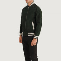 Pascal Green Suede Varsity Jacket by Dash Racegear - men Jacket view 2
