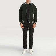 Pascal Green Suede Varsity Jacket by Dash Racegear - men Jacket view 3
