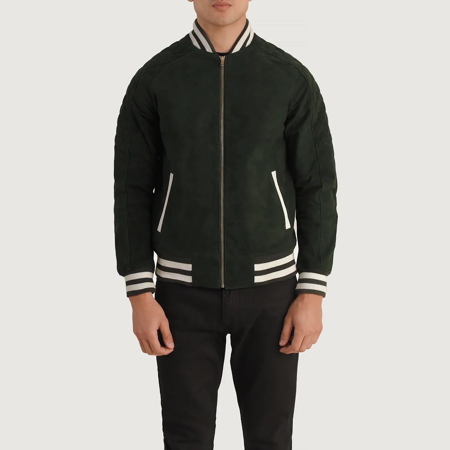 Pascal Green Suede Varsity Jacket by Dash Racegear - men Jacket view 4