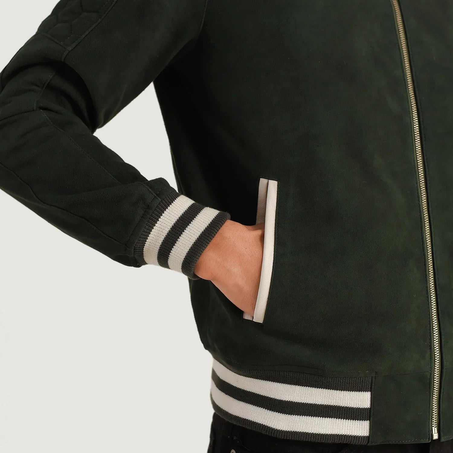 Pascal Green Suede Varsity Jacket by Dash Racegear - men Jacket view 6