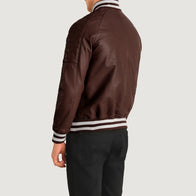 Pascal Maroon Leather Varsity Jacket by Dash Racegear - men Jacket view 5