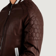 Pascal Maroon Leather Varsity Jacket by Dash Racegear - men Jacket view 6