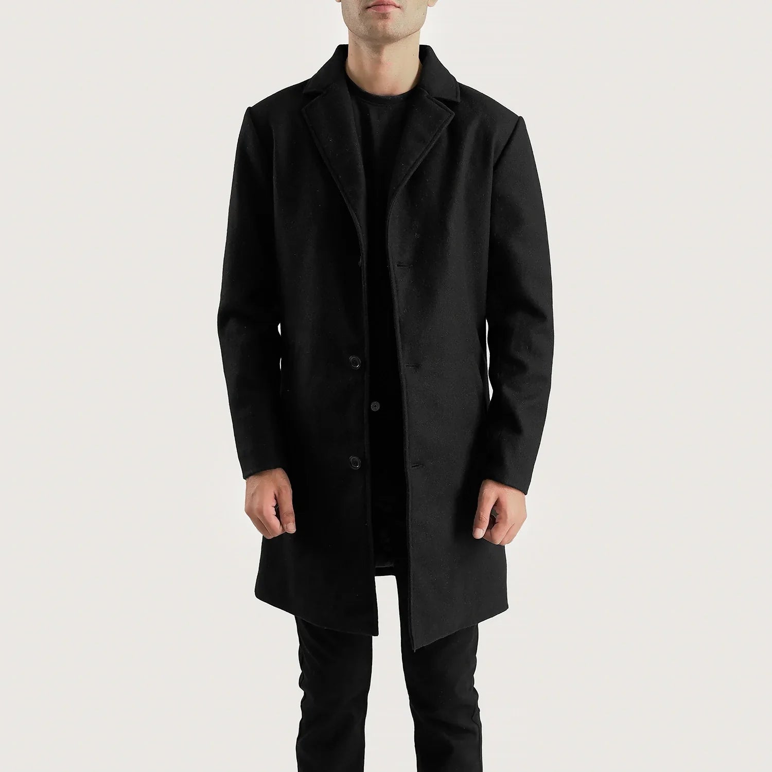 Petrillo Black Wool Single Breasted Coat by Dash Racegear - men Jacket view 1