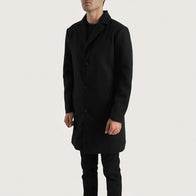 Petrillo Black Wool Single Breasted Coat by Dash Racegear - men Jacket view 2