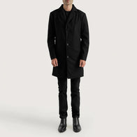 Petrillo Black Wool Single Breasted Coat by Dash Racegear - men Jacket view 3