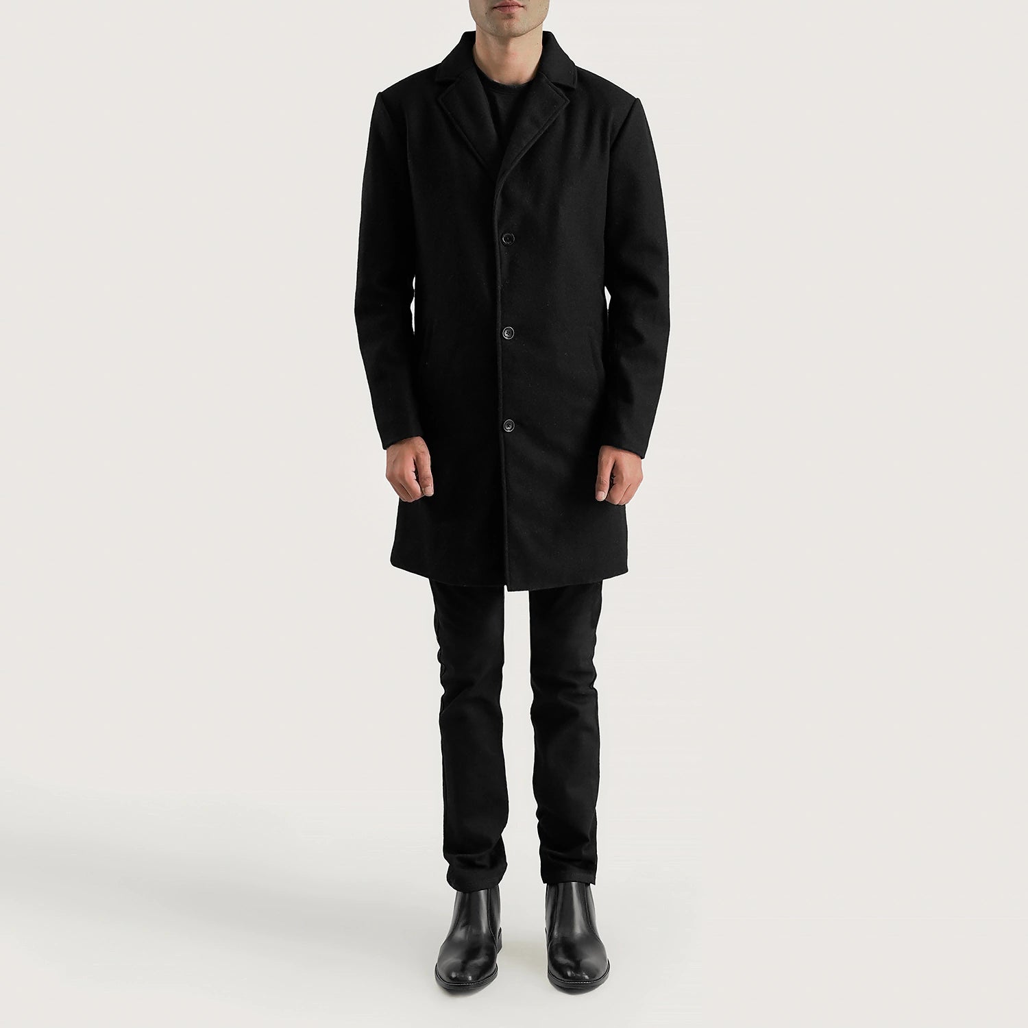 Petrillo Black Wool Single Breasted Coat by Dash Racegear - men Jacket view 3