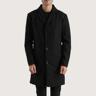 Petrillo Black Wool Single Breasted Coat by Dash Racegear - men Jacket view 4