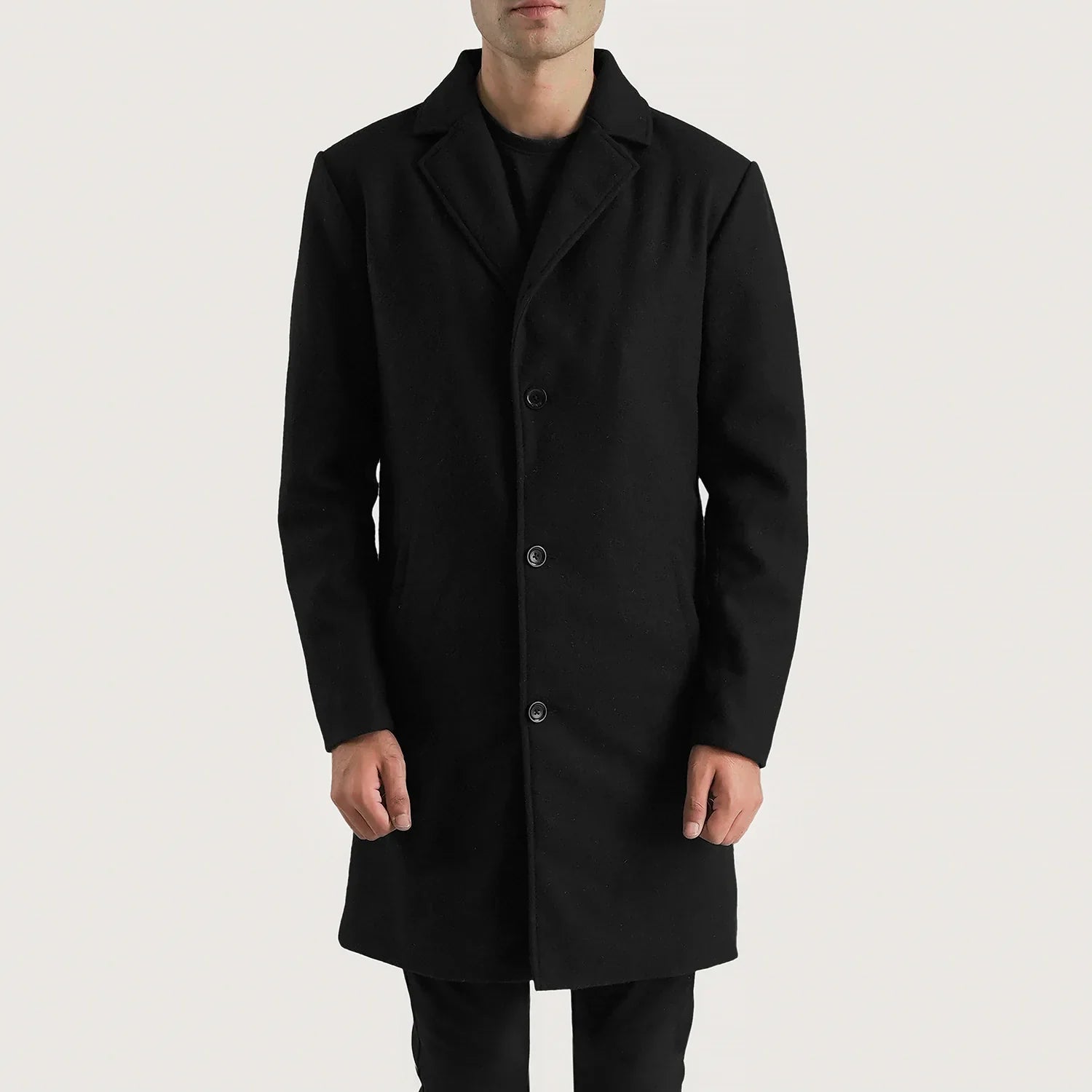 Petrillo Black Wool Single Breasted Coat by Dash Racegear - men Jacket view 4
