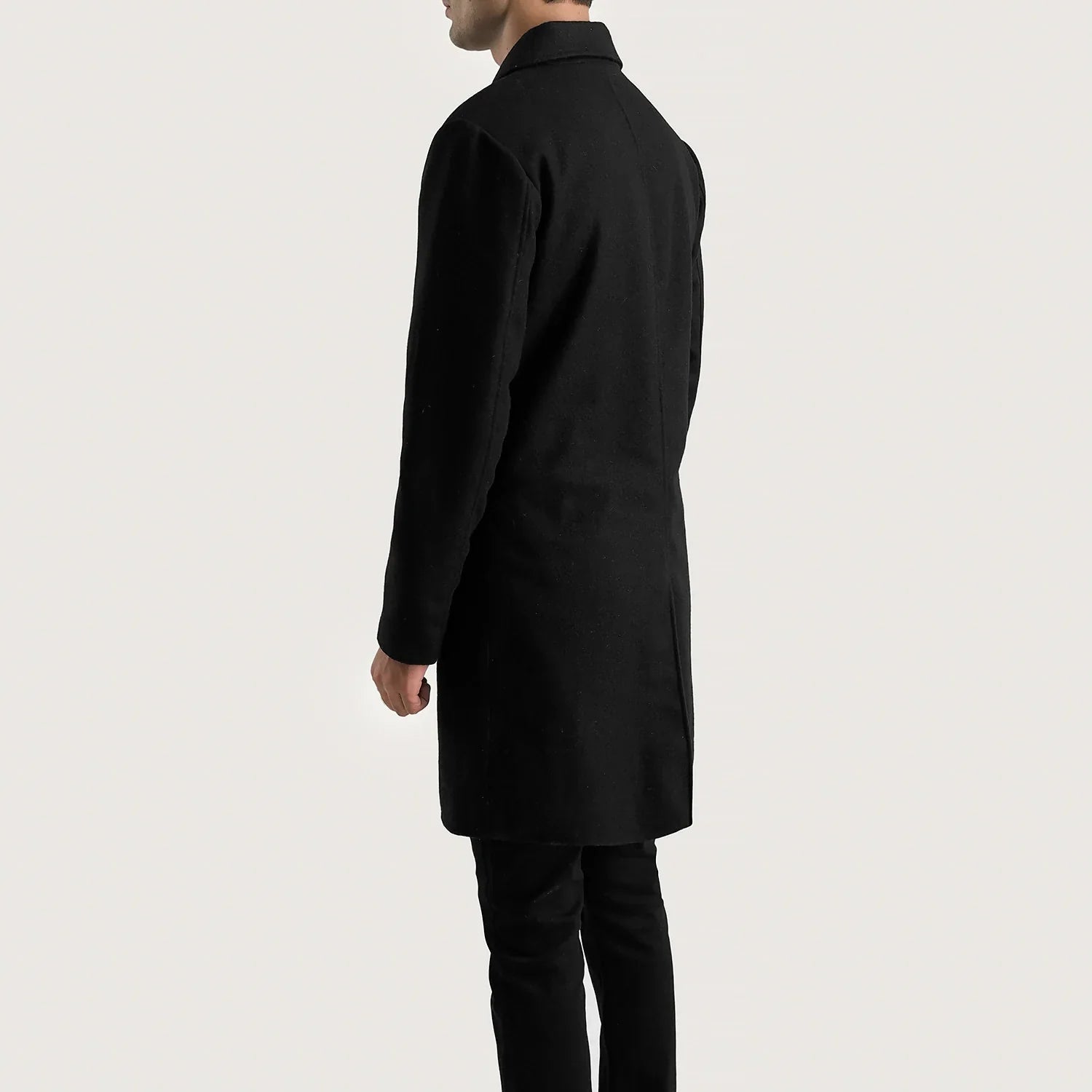 Petrillo Black Wool Single Breasted Coat by Dash Racegear - men Jacket view 5