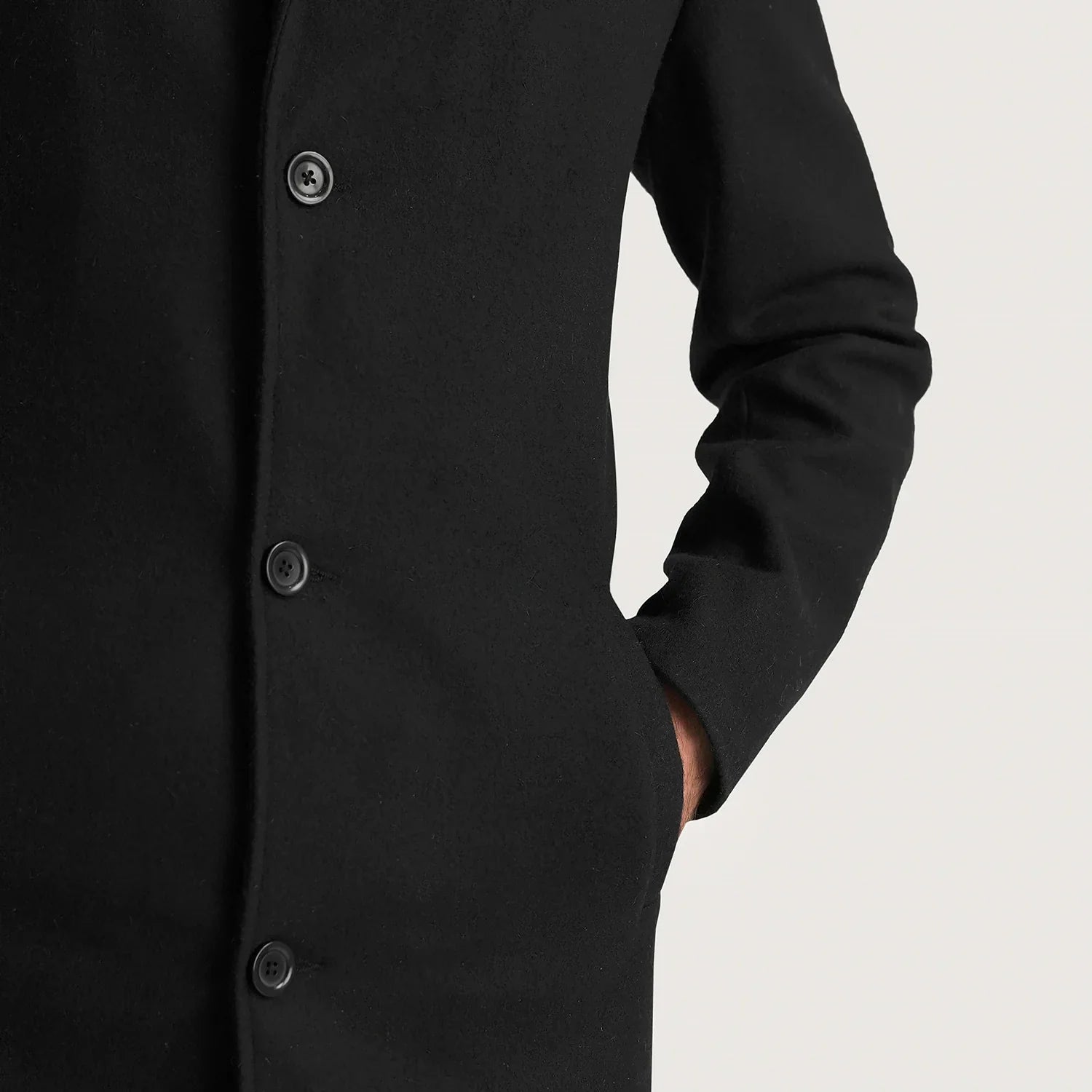 Petrillo Black Wool Single Breasted Coat by Dash Racegear - men Jacket view 6