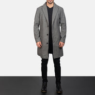 Petrillo Grey Wool Single Breasted Coat by Dash Racegear - men Jacket view 4