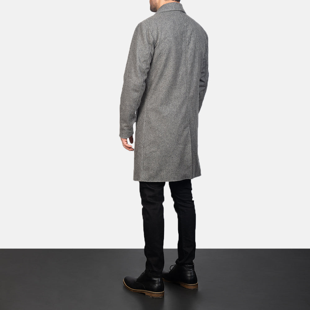 Petrillo Grey Wool Single Breasted Coat by Dash Racegear - men Jacket view 5