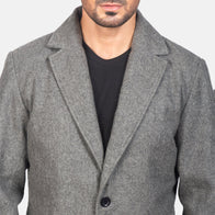 Petrillo Grey Wool Single Breasted Coat by Dash Racegear - men Jacket view 6