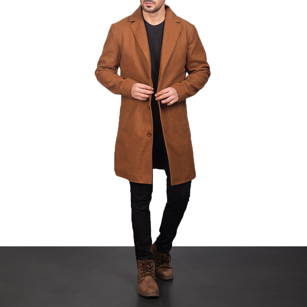 Petrillo Khaki Wool Single Breasted Coat by Dash Racegear - men Jacket view 2