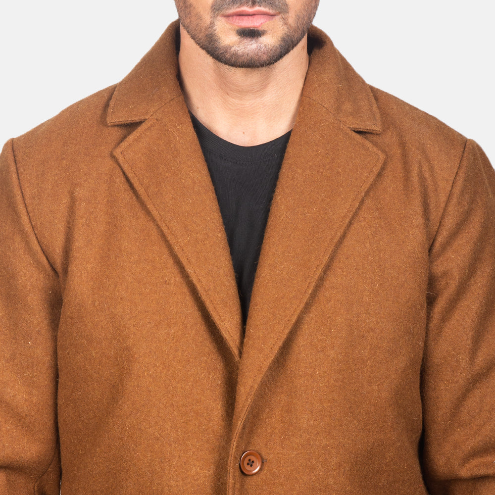 Petrillo Khaki Wool Single Breasted Coat by Dash Racegear - men Jacket view 6