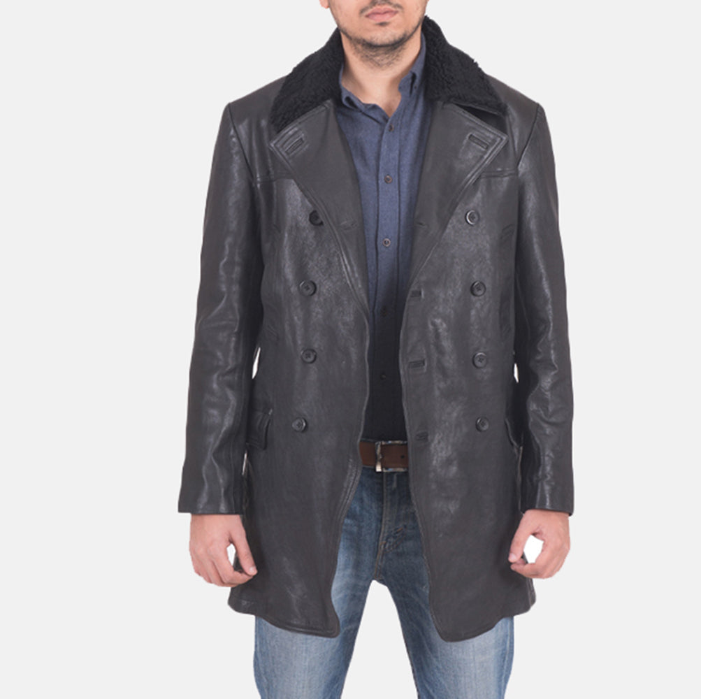 Pierce Shearling Black Leather Jacket by Dash Racegear - men Jacket view 1