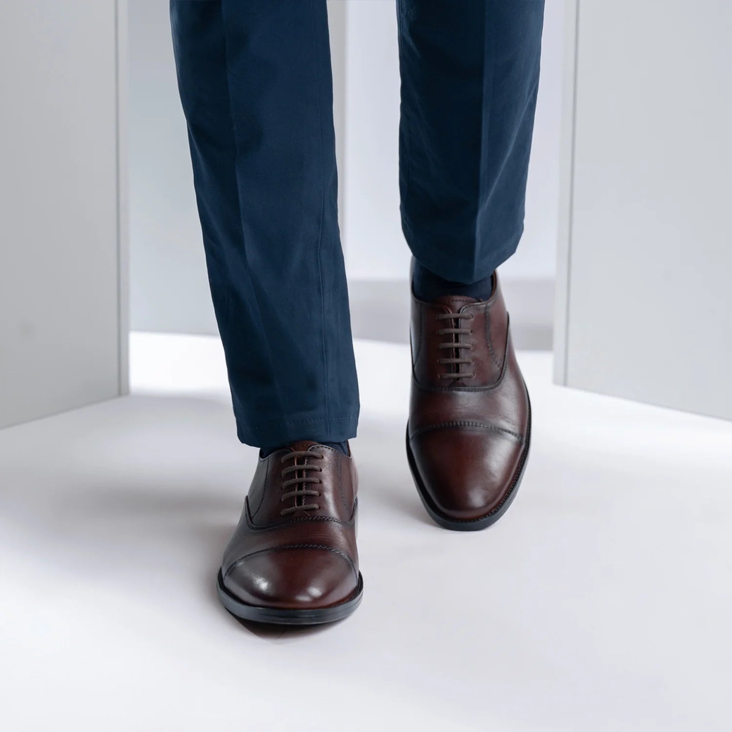 Professor Oxford Burnished Brown Leather Shoes by Dash Racegear - men Leather Shoes view 7