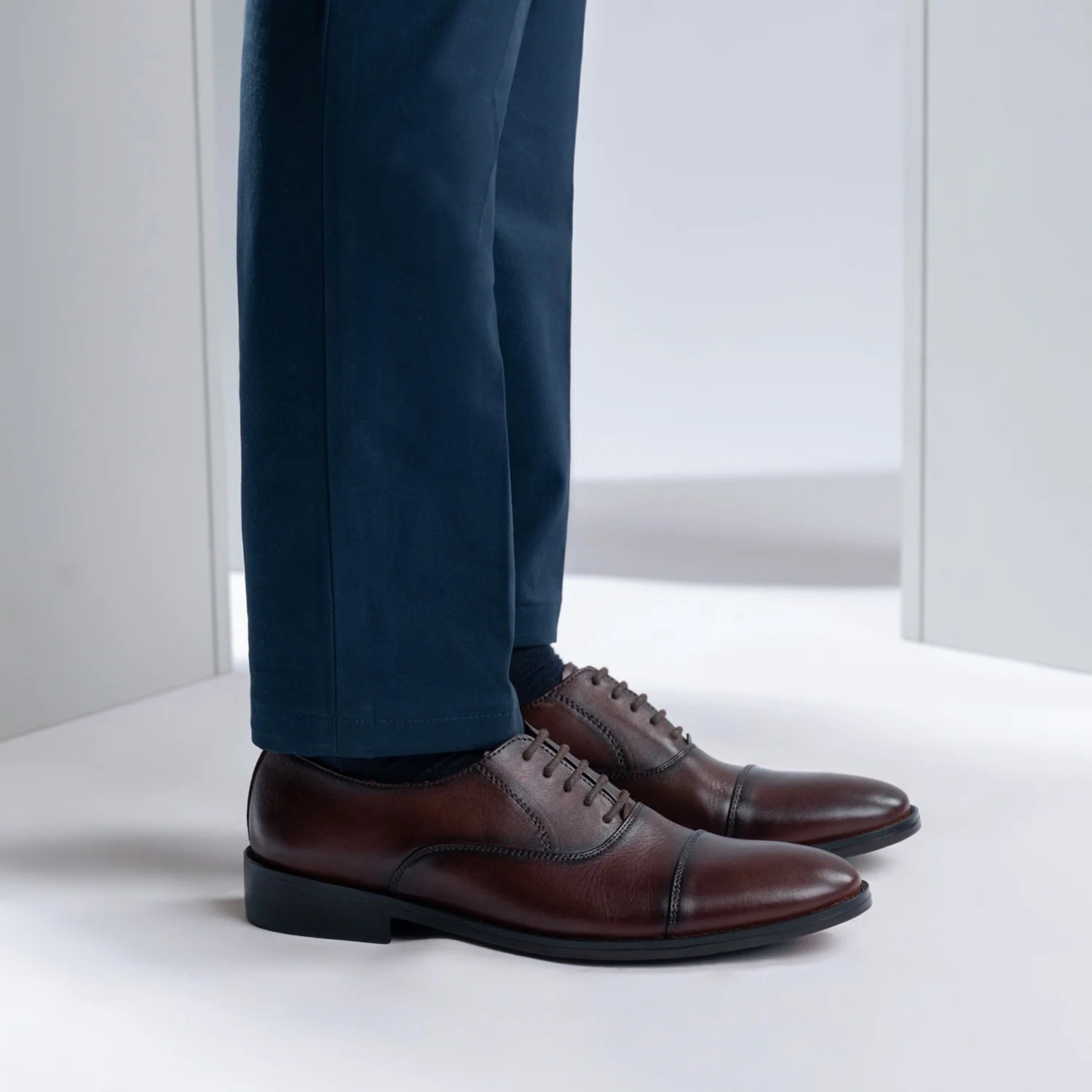 Professor Oxford Burnished Brown Leather Shoes by Dash Racegear - men Leather Shoes view 8