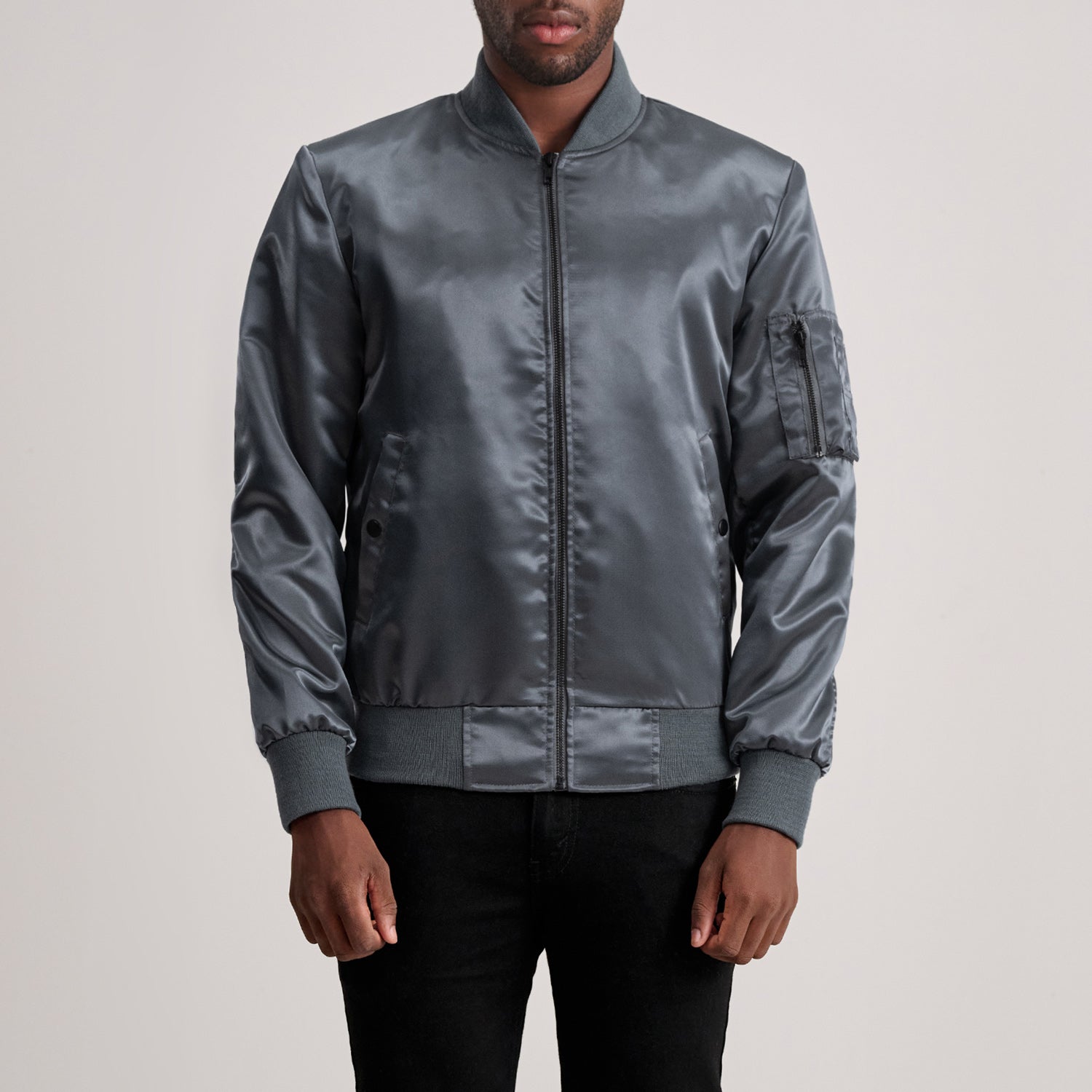Quinton MA-1 Grey Bomber Jacket by Dash Racegear - men Jacket view 1