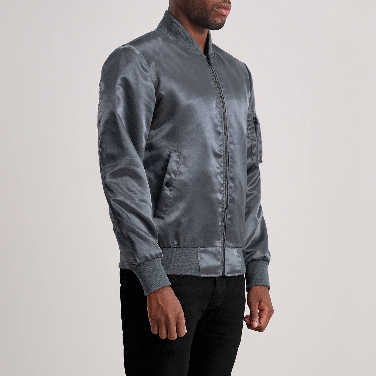 Quinton MA-1 Grey Bomber Jacket by Dash Racegear - men Jacket view 2