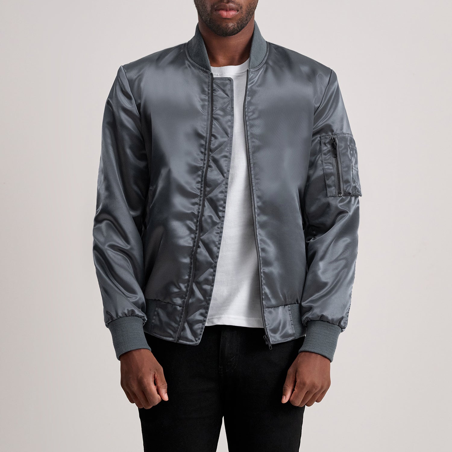 Quinton MA-1 Grey Bomber Jacket by Dash Racegear - men Jacket view 3