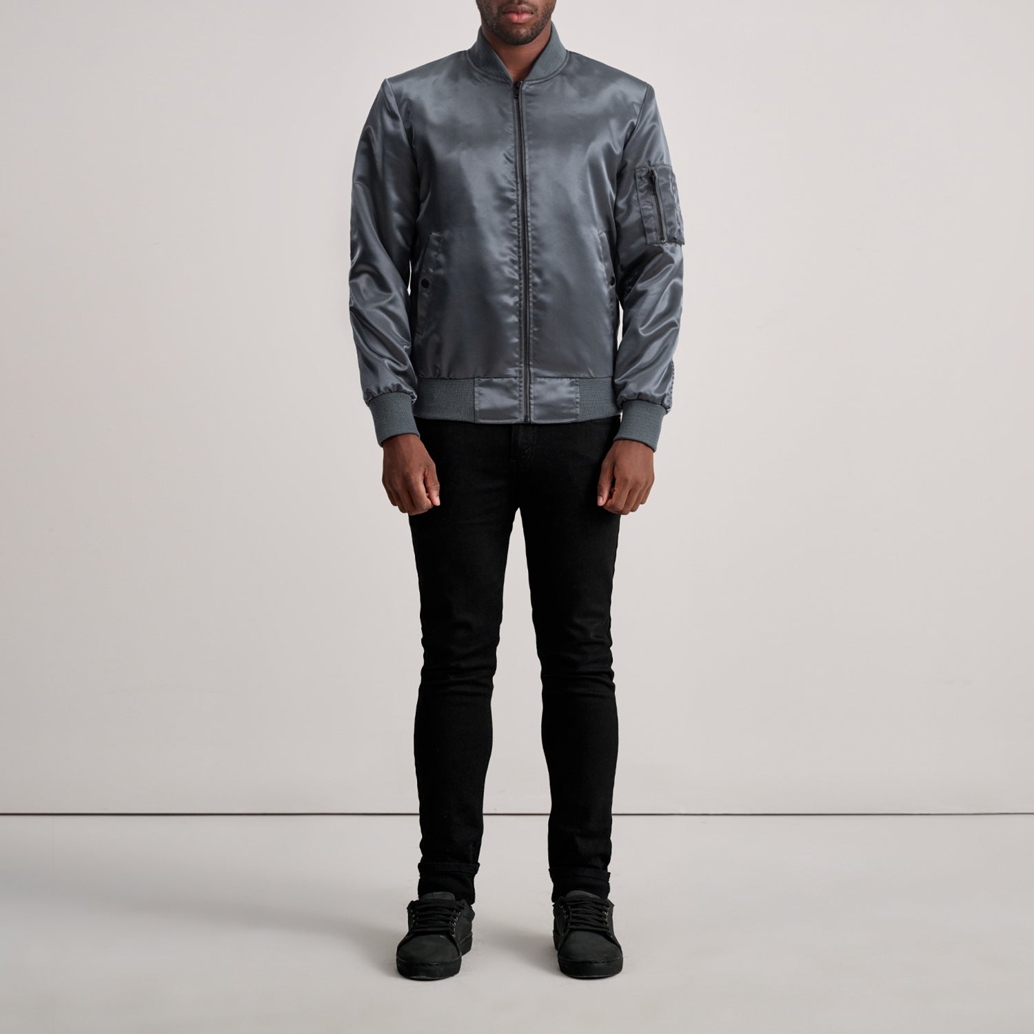 Quinton MA-1 Grey Bomber Jacket by Dash Racegear - men Jacket view 4
