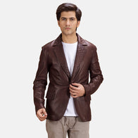 Radaron Quilted Maroon Leather Blazer by Dash Racegear - men Jacket view 1