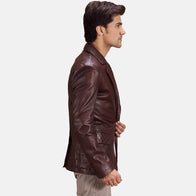 Radaron Quilted Maroon Leather Blazer by Dash Racegear - men Jacket view 2