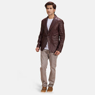 Radaron Quilted Maroon Leather Blazer by Dash Racegear - men Jacket view 3
