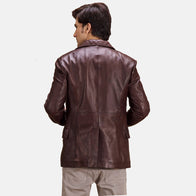 Radaron Quilted Maroon Leather Blazer by Dash Racegear - men Jacket view 4