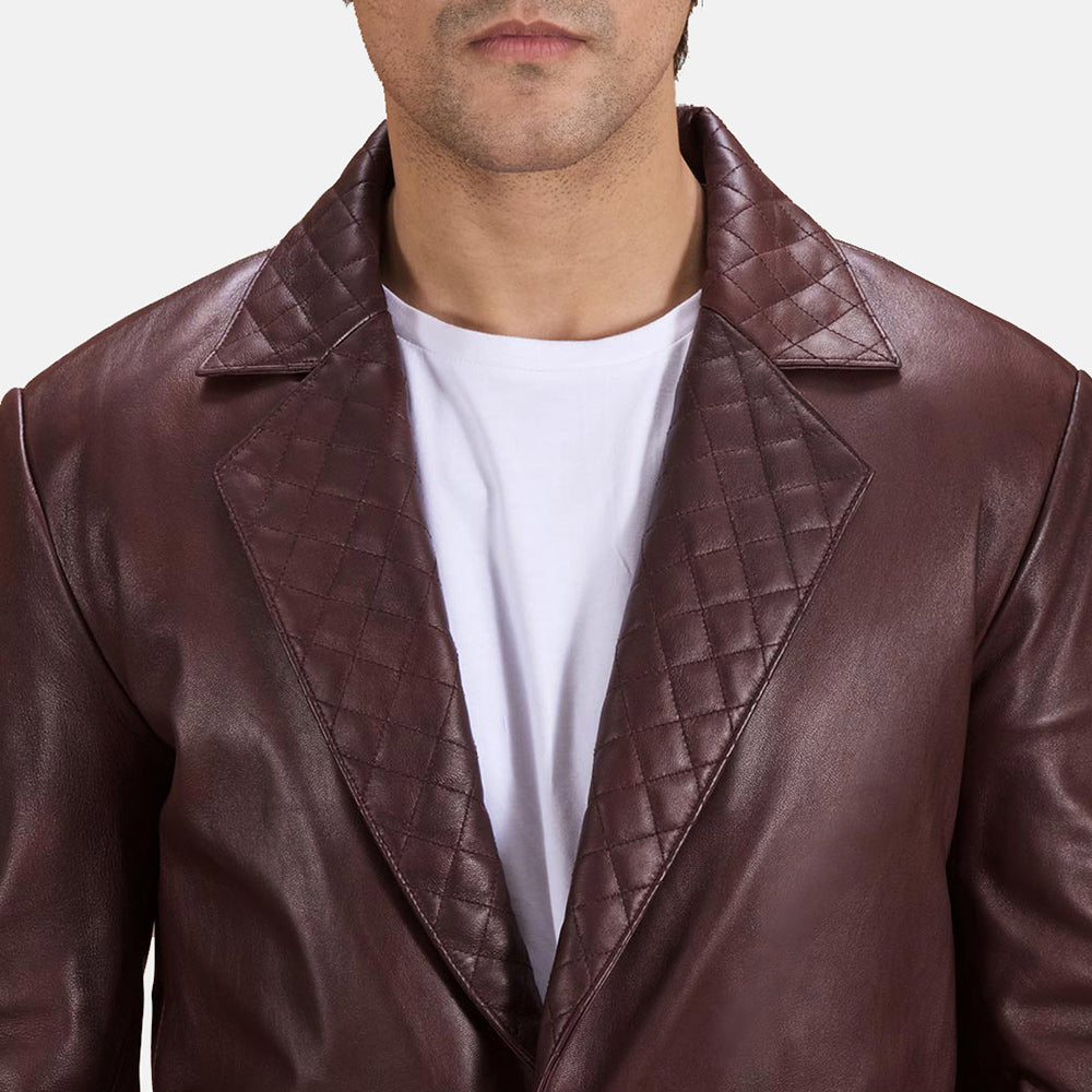 Radaron Quilted Maroon Leather Blazer by Dash Racegear - men Jacket view 5